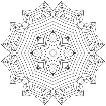 Hand drawn zentangle circular ornament for coloring page. Иллюстрация