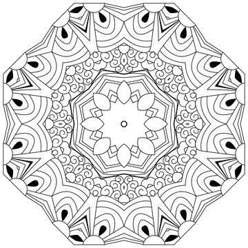 Hand drawn zentangle circular ornament for coloring page. Stock Illustration