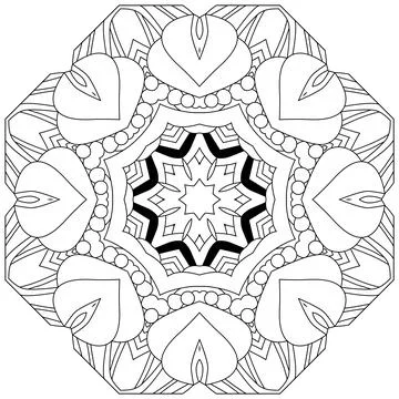 Hand drawn zentangle circular ornament for coloring page. Ilustración de archivo