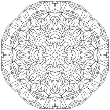 Hand drawn zentangle circular ornament for coloring page. Stockillustratie