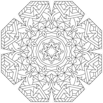 Hand drawn zentangle circular ornament for coloring page. Stock Illustration