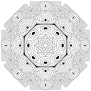 Hand drawn zentangle circular ornament for coloring page. Ilustração Stock