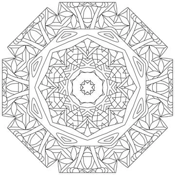 Hand drawn zentangle circular ornament for coloring page. Ilustração Stock