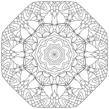 Hand drawn zentangle circular ornament for coloring page. Stockillustratie