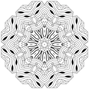 Hand drawn zentangle circular ornament for coloring page. イラスト素材