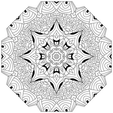 Hand drawn zentangle circular ornament for coloring page. Ilustración de archivo