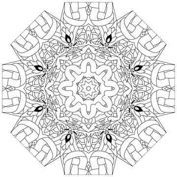 Hand drawn zentangle circular ornament for coloring page. Ilustración de archivo