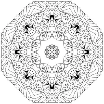Hand drawn zentangle circular ornament for coloring page. Stock Illustration