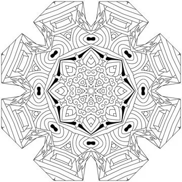 Hand drawn zentangle circular ornament for coloring page. Stockillustratie
