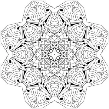 Hand drawn zentangle circular ornament for coloring page. Ilustração Stock