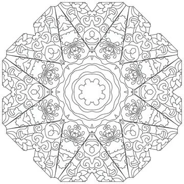 Hand drawn zentangle circular ornament for coloring page. Ilustración de archivo