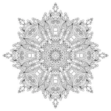 Hand drawn zentangle mandala for coloring page. Stock Illustration