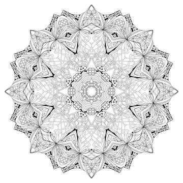 Hand drawn zentangle mandala for coloring page. Stock Illustration
