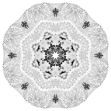 Hand drawn zentangle mandala for coloring page. Иллюстрация