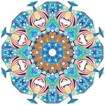 Hand drawn zentangle mandala for coloring page. Stock Illustration