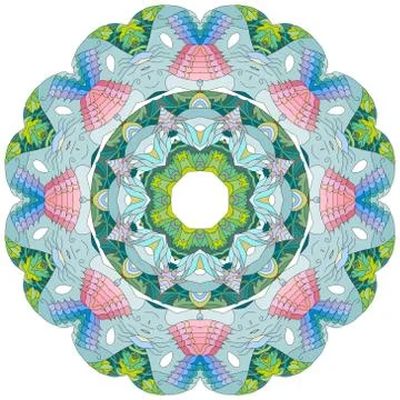Hand drawn zentangle mandala for coloring page. イラスト素材