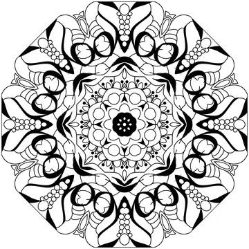 Hand drawn zentangle mandala for coloring page. 스톡 일러스트