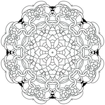 Hand drawn zentangle mandala for coloring page. Stock Illustration
