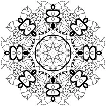 Hand drawn zentangle mandala for coloring page. Stock Illustration