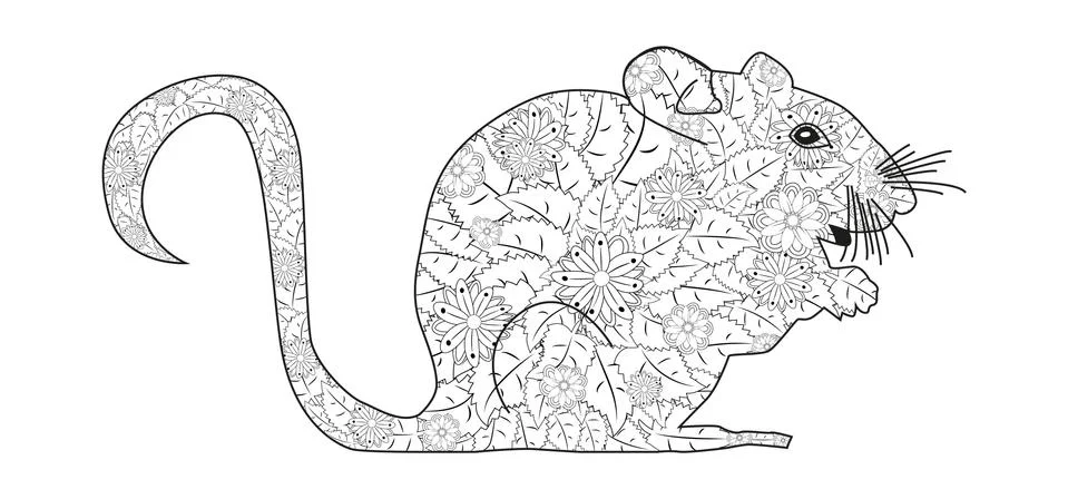 Hand drawn zentangle mouse for coloring book for adult and other decorations Stock Illustration