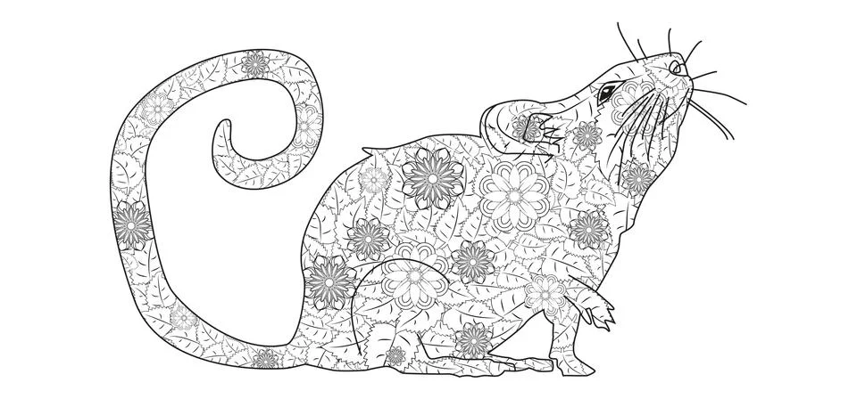 Hand drawn zentangle mouse for coloring book for adult and other decorations Stock Illustration
