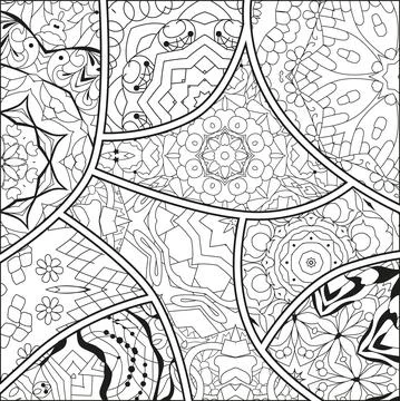 Hand drawn zentangle pattern for coloring Stock Illustration