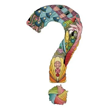 Hand drawn zentangle question mark. Vector decorative unusual object Иллюстрация