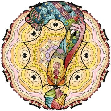 Hand drawn zentangle question mark on mandala. Vector decorative unusual obje 스톡 일러스트