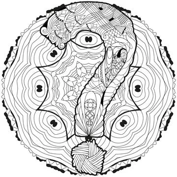 Hand drawn zentangle question mark on mandala. Vector decorative unusual object 스톡 일러스트