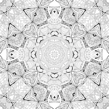 Hand drawn zentangle seamless pattern for coloring page. イラスト素材