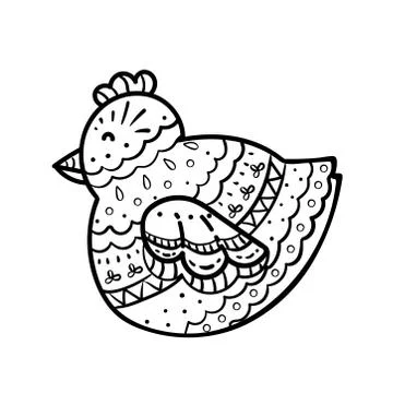 Hand drawn Zentangle vector Chicken . Isolated on white. anti stress Coloring Stock Illustration