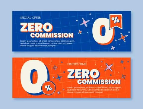 Hand drawn zero commission sale banner Stock Illustration