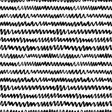 Hand drawn zig zag vector seamless pattern. Stock Illustration