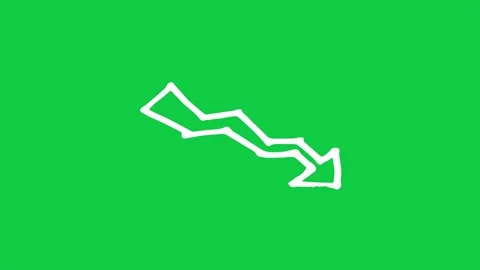 Hand drawn zigzag arrow drawing downward on green screen 库存影片 348305398