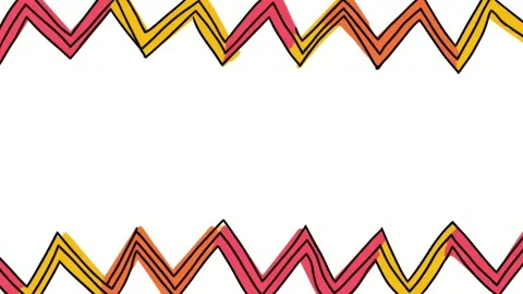 Hand drawn zigzag border frame with copy space, colorful geometric stop mot.. Stock Footage 342045011