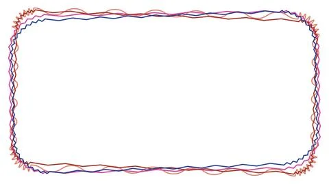 Hand drawn zigzag frame colorful wavy border design with pink and blue lines Illustrazione stock