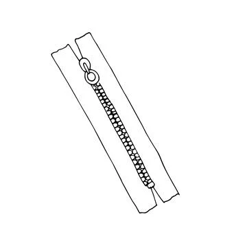 Hand-drawn zipper closure close-up. Zipper outline.  Vector illustration Is.. Stock Illustration