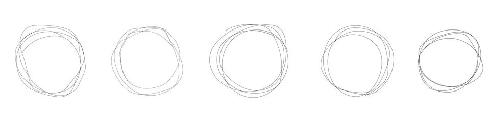 Hand drawning circle line sketch set. Art design round circular scribble doodle Stock Illustration