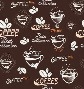 Hand Drawning coffee seamless pattern Stock Illustration