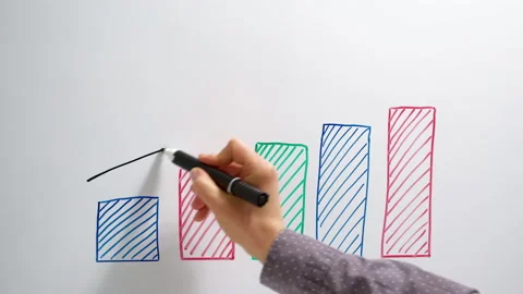 Hand draws an arrow graph of financial growth. Stock Footage 169245130