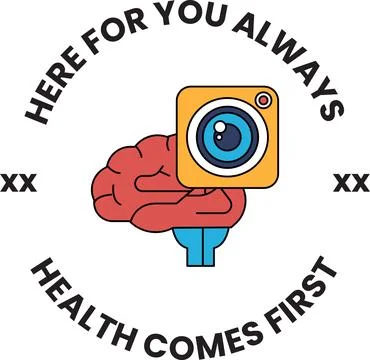 Hand draws brain holding camera Stock Illustration