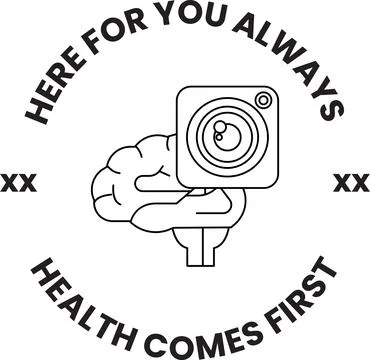 Hand draws brain holding camera Illustrazione stock