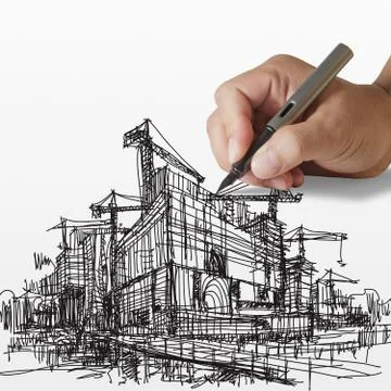 Hand draws construction site Stock-Illustration