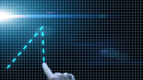 Hand draws a digital chart on a growing digital screen Stock Footage 97586737