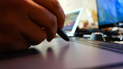 Hand that draws with graphical latavoletta Stock Footage 85707098