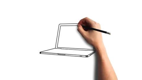 Hand draws lap top Stock-Footage 89539943