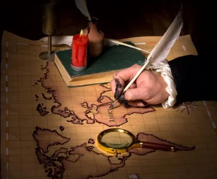 Hand that draws the map Foto stock