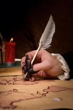 Hand that draws the map Foto stock