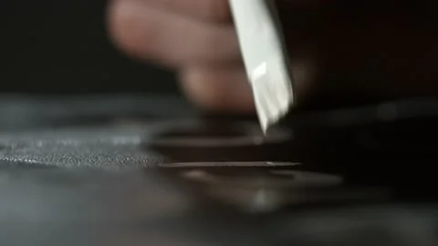 Hand draws with paint macro Stock Footage 147554232