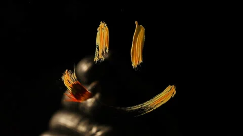 The hand draws a smile Stock Footage 34666326